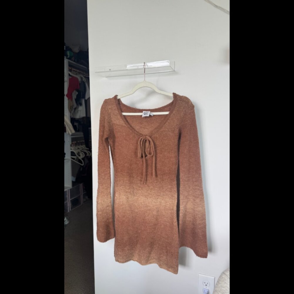 Princess Polly Brown Long-Sleeve Midi Dress - US 8